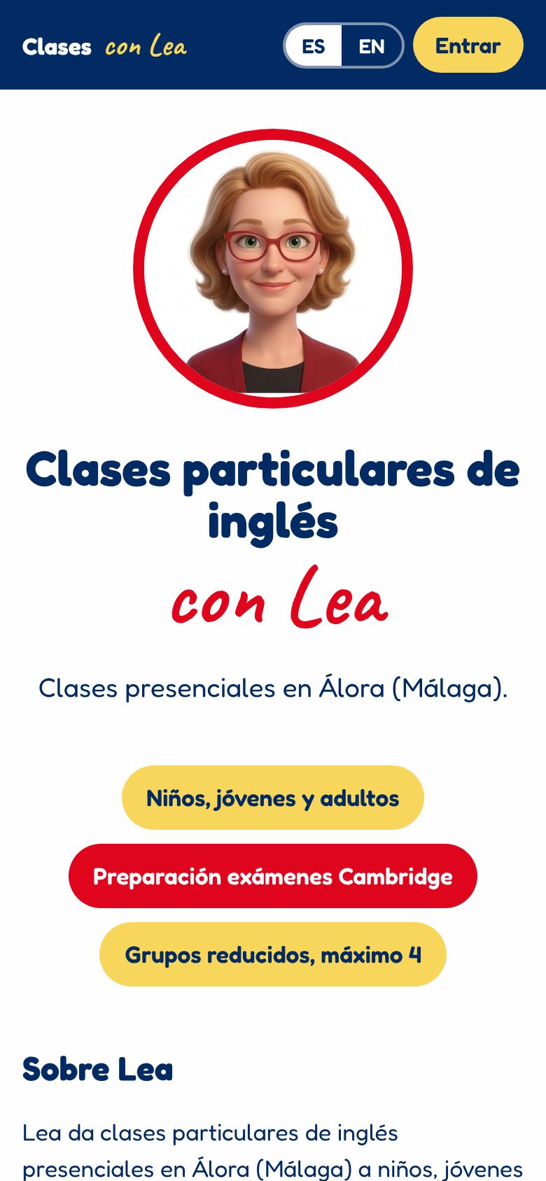 La portada de clasesconlea.es en un móvil.